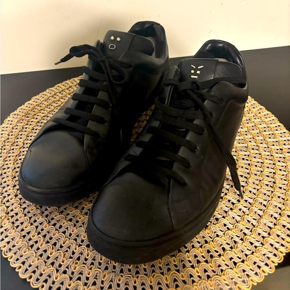 FENDI Black Leather Men's Sneakers - Picture 1 of 7